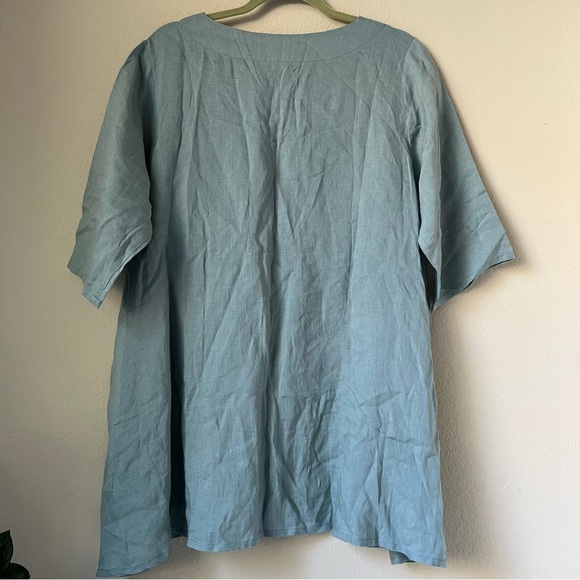 Brand new Light Blue Floral Embroidered Linen Tunic Dress, size M - Picture 5 of 16